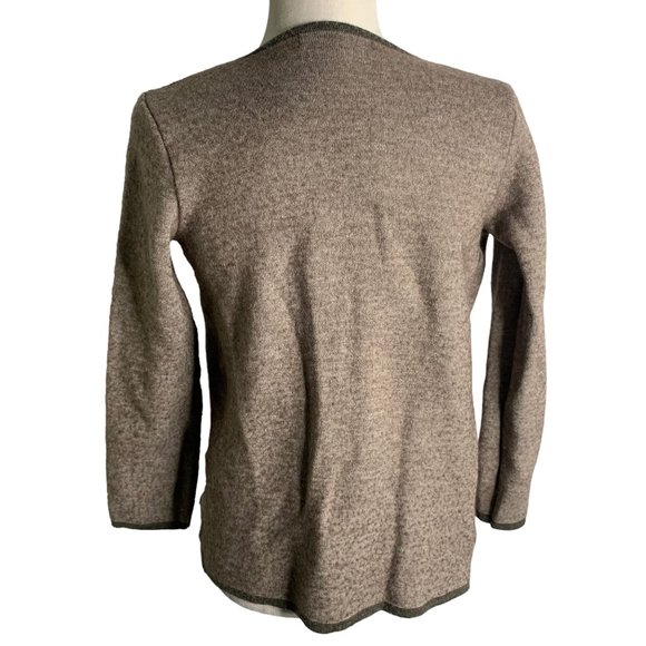 Anthropologie Lineamaglia Wool Cardigan Sweater S Brown Open Front Waterfall - Picture 4 of 6